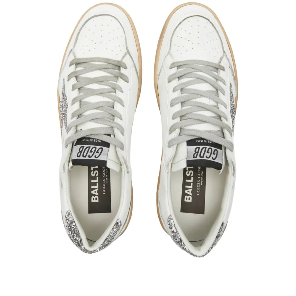 Golden Goose Ball Star leather sneakers, white/silver