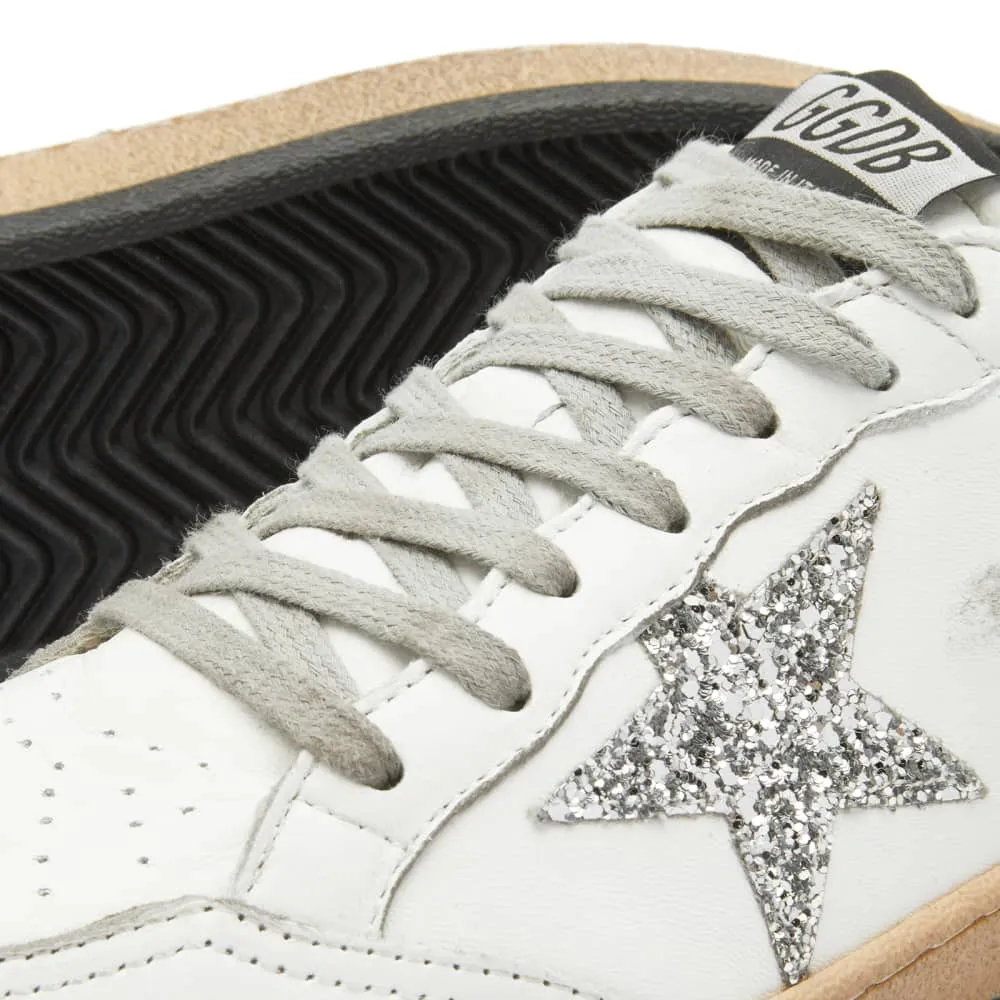 Golden Goose Ball Star leather sneakers, white/silver