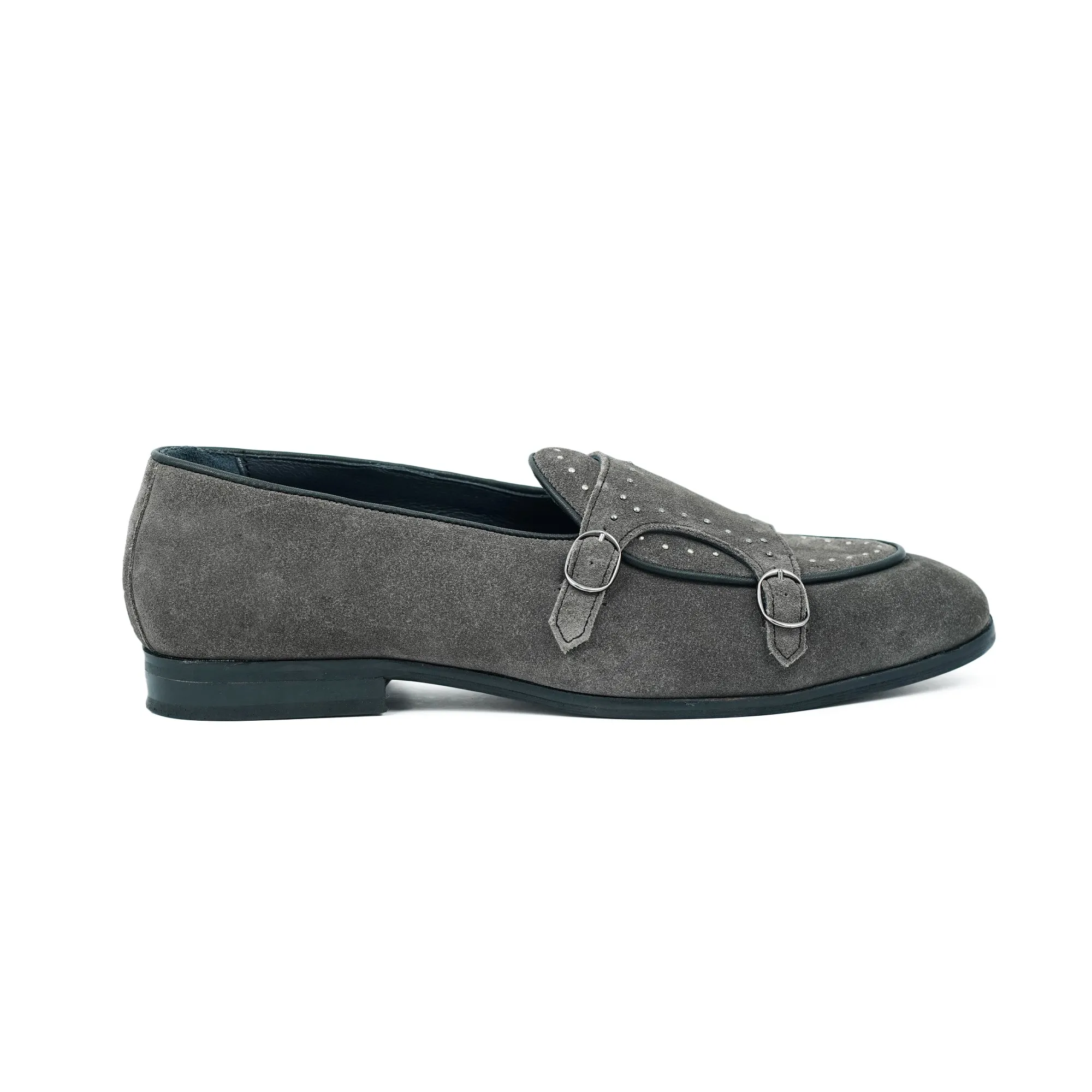 Grey Suede Belgian Monk Strap