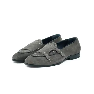 Grey Suede Belgian Monk Strap