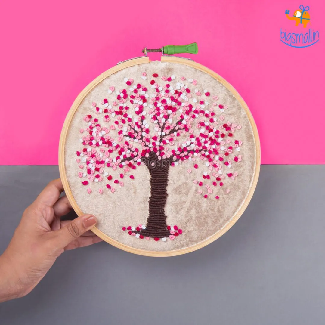 Handmade Cherry Blossom Embroidery Hoop Art