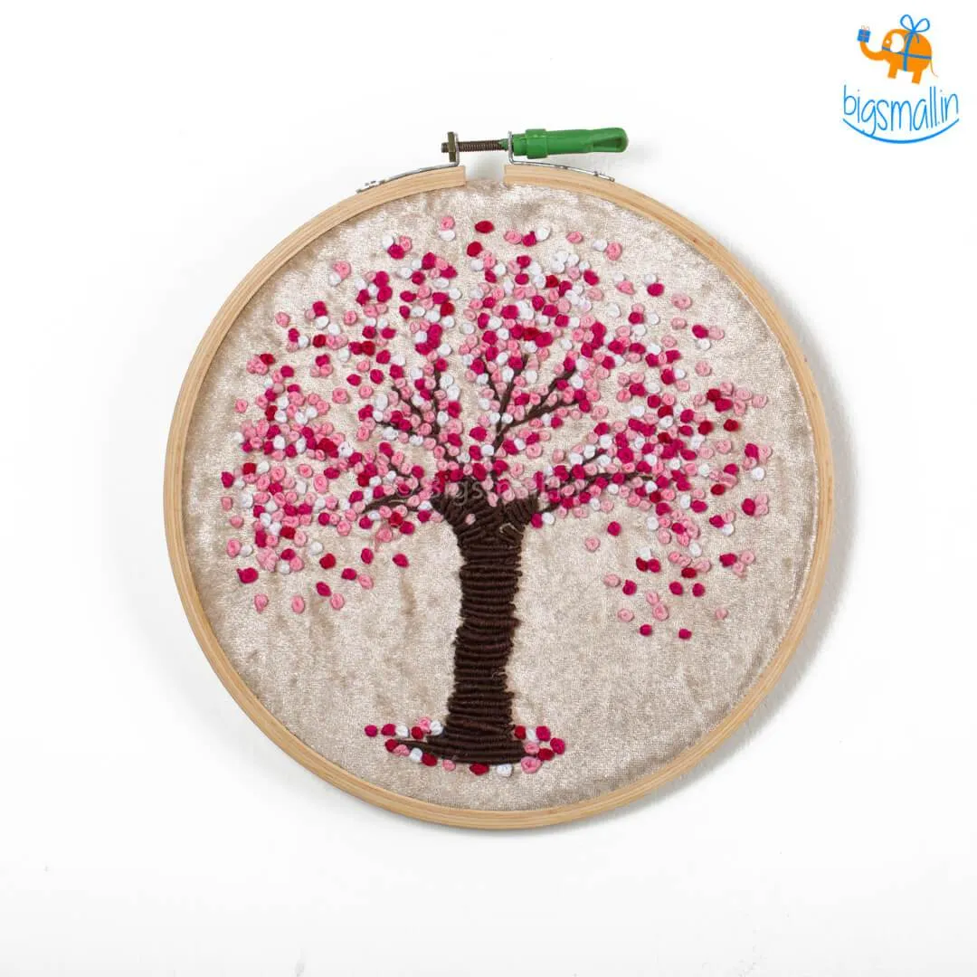 Handmade Cherry Blossom Embroidery Hoop Art