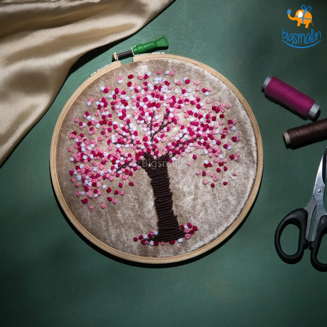 Handmade Cherry Blossom Embroidery Hoop Art