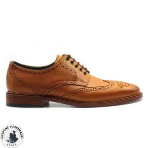 Handmade Men's Tan Leather Wingtip Brogue Oxford Lace Up Shoes For Men's