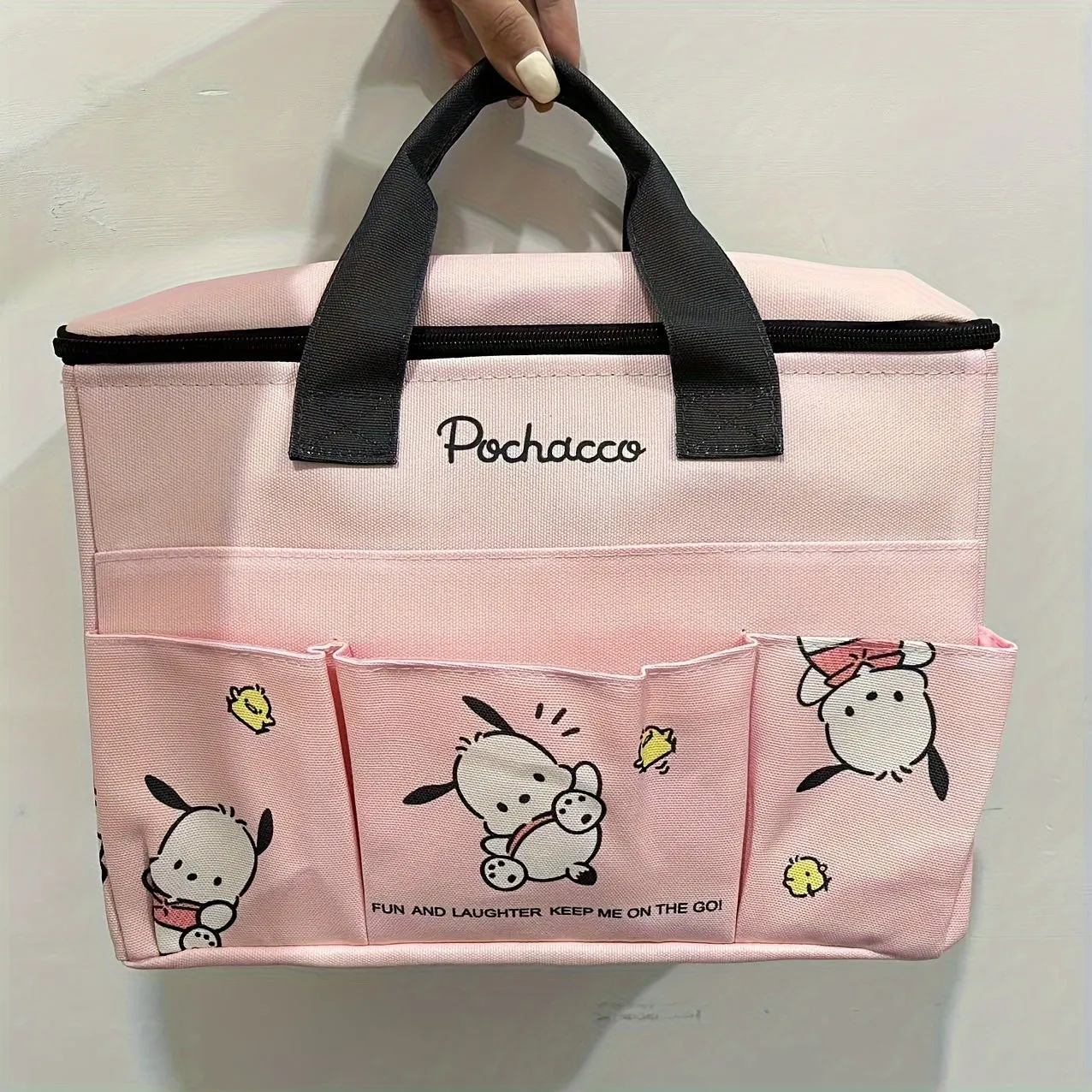 Hello Kitty Large Tote Bag - Adorable Cartoon Design, Spacious & Stylish Carryall for Daily Use, With Handy Pockets for Organization