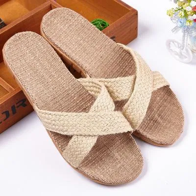 Hemp Men's Shoes House Bedroom Bathroom Indoor Slippers Slides For  Spring Summer Indoor Non-slip Women Flats Pasoataques Brand