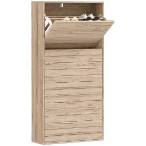 HOMCOM Slim Shoe Storage Cabinet with 3 Flip Drawers for 12 Pair of Shoes