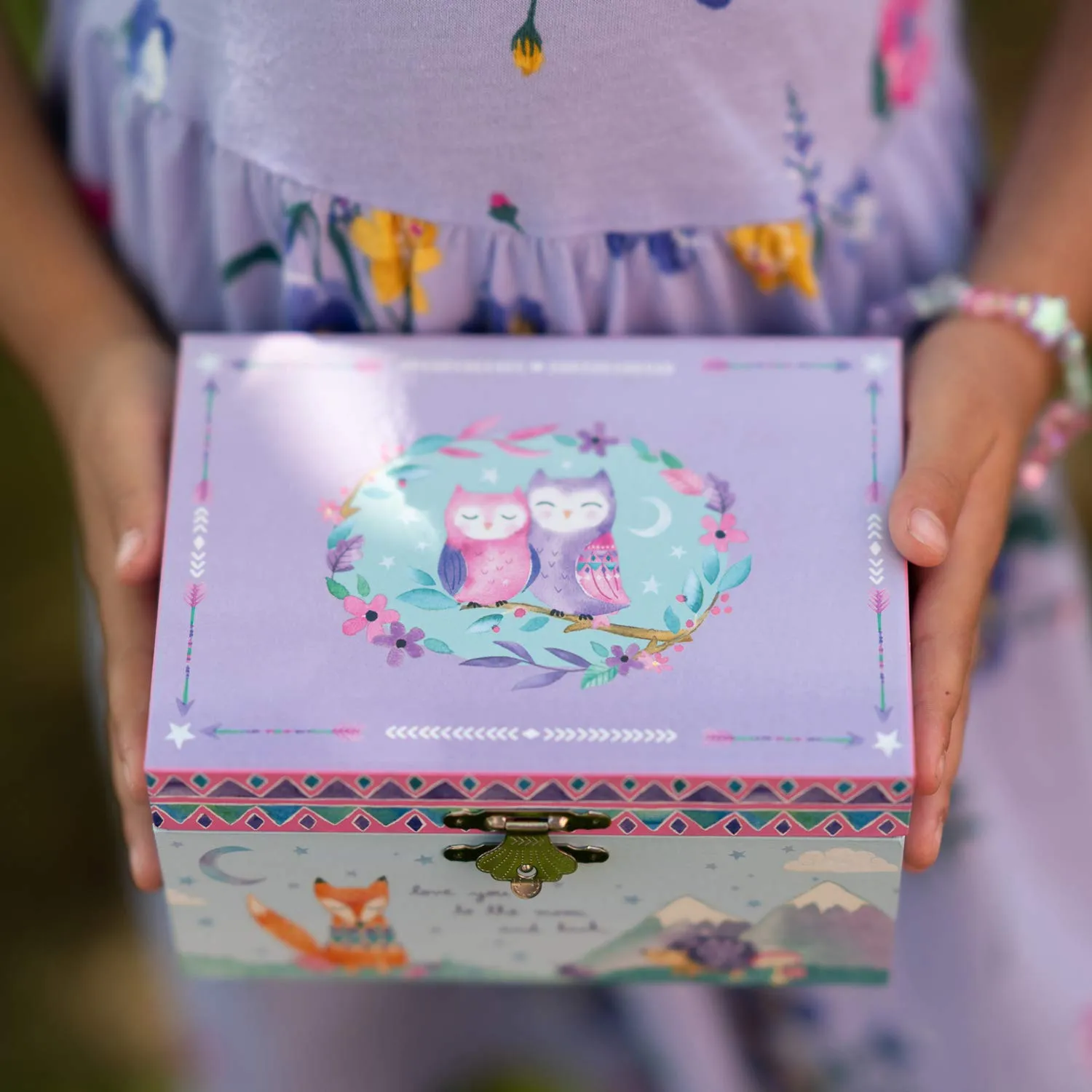 Jewelkeeper Girl's Musical Jewelry Storage Box with Spinning Owls, Woodland Design