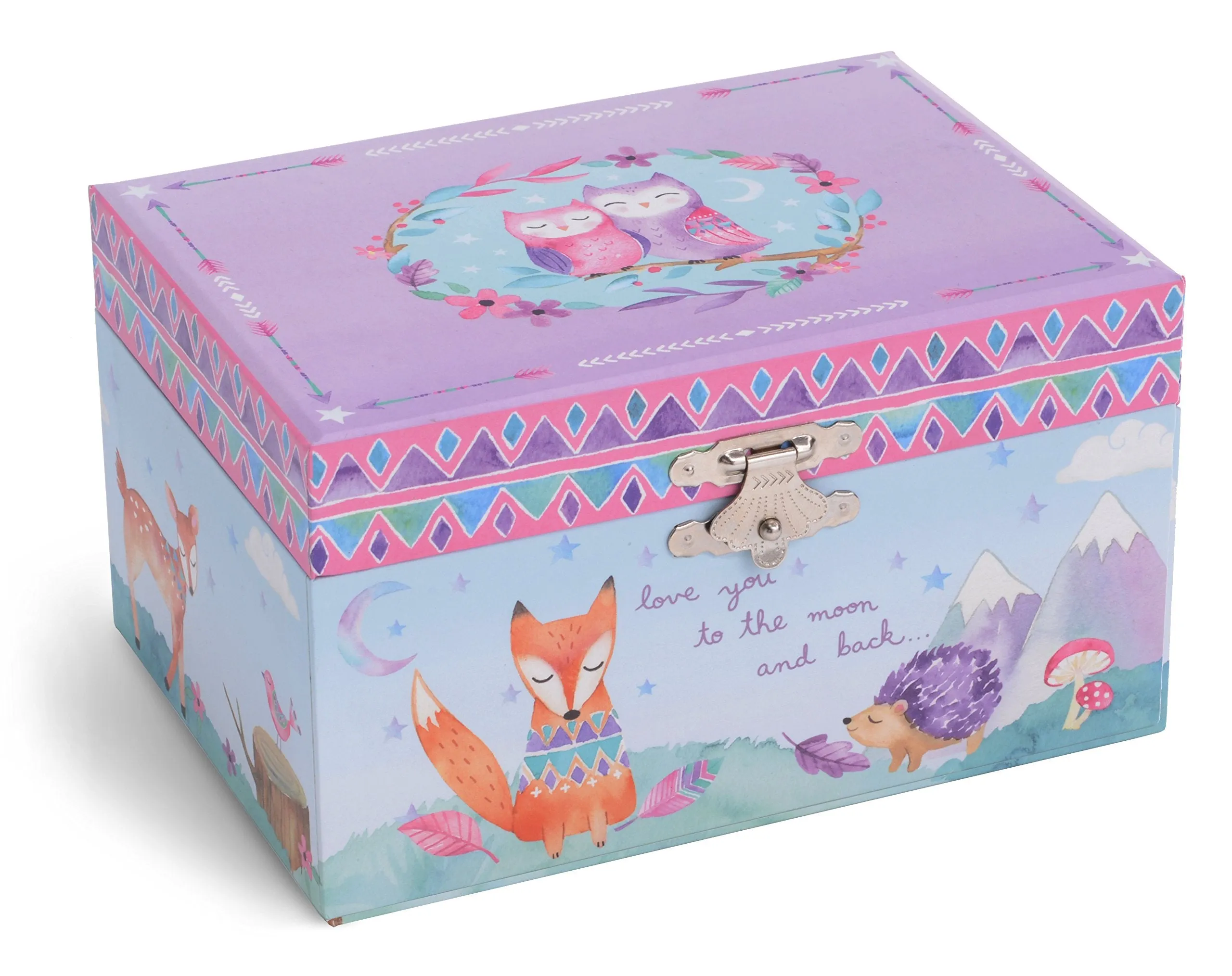 Jewelkeeper Girl's Musical Jewelry Storage Box with Spinning Owls, Woodland Design