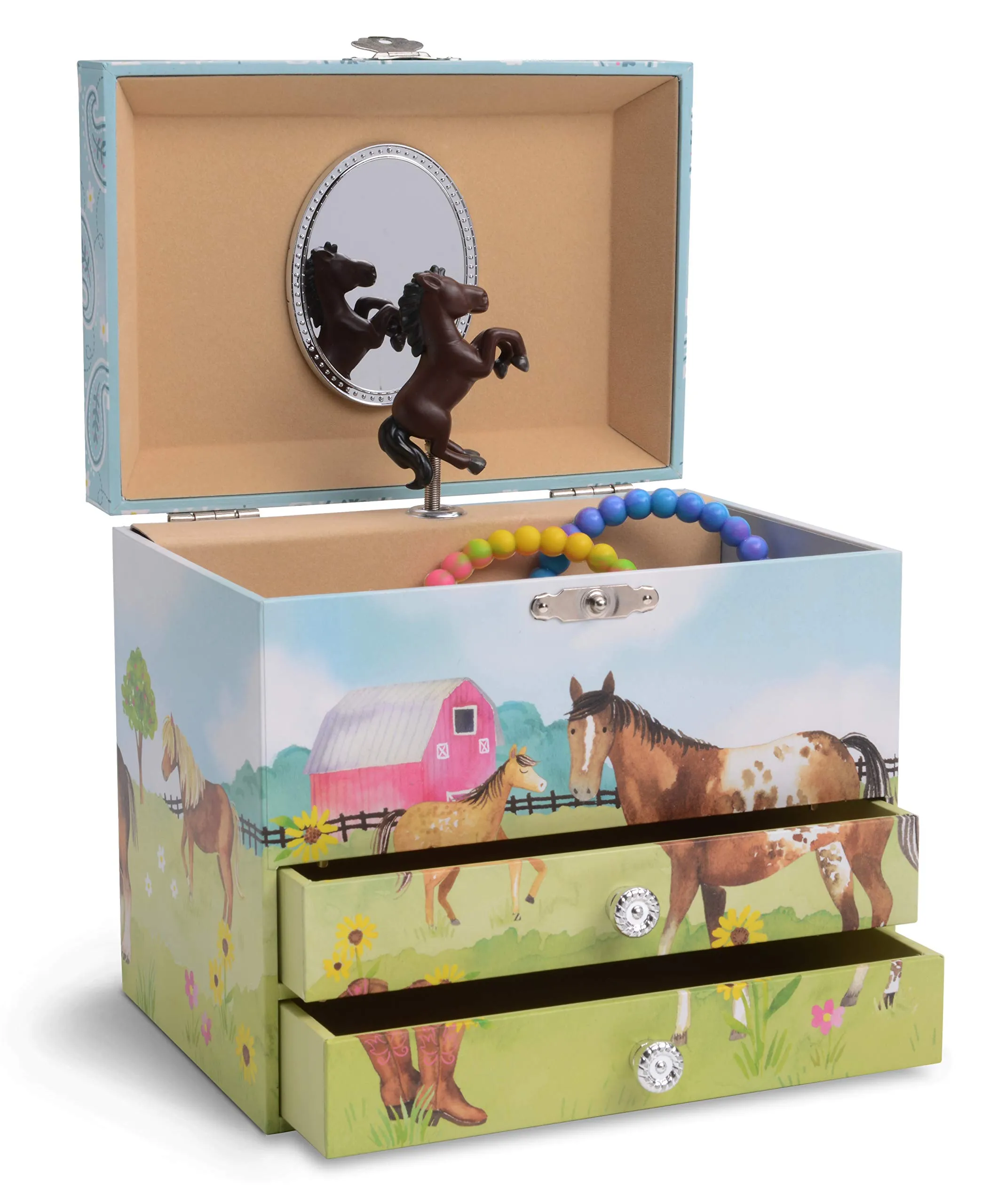 Jewelkeeper Unicorn and Rainbow Musical Jewelry Box with 2 Pullout Drawers, The Unicorn