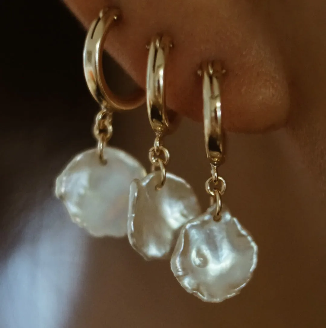 Keshi Pearl Huggie Hoop Earrings