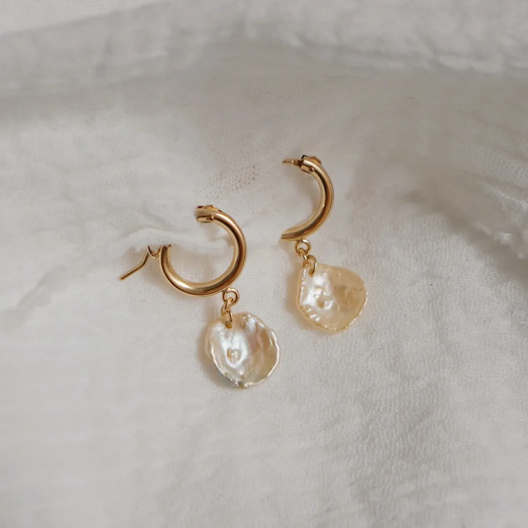 Keshi Pearl Huggie Hoop Earrings