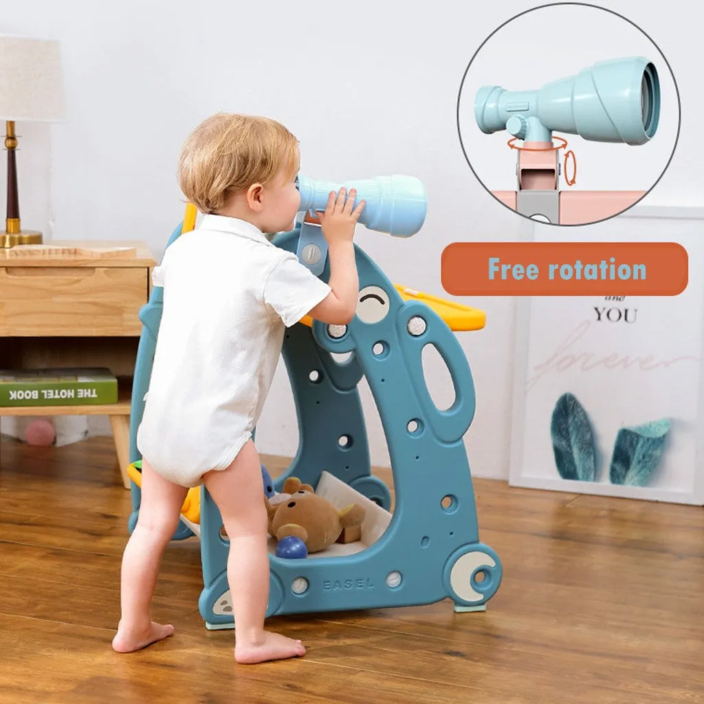 Kids Baby Easel Play Station Educational desk Storage basket Drawing Board Chair