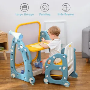 Kids Baby Easel Play Station Educational desk Storage basket Drawing Board Chair