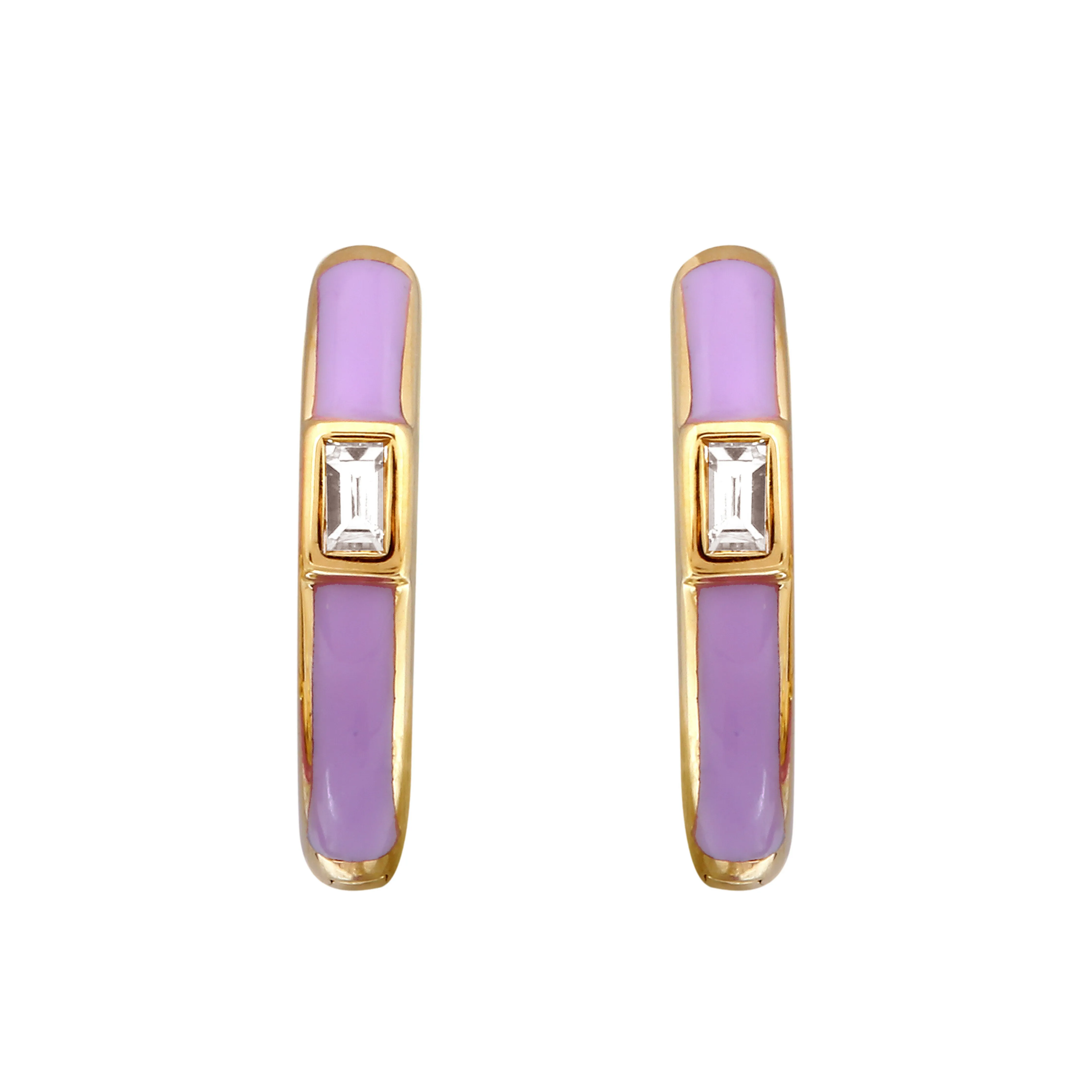 Lavender Baguette Hoops