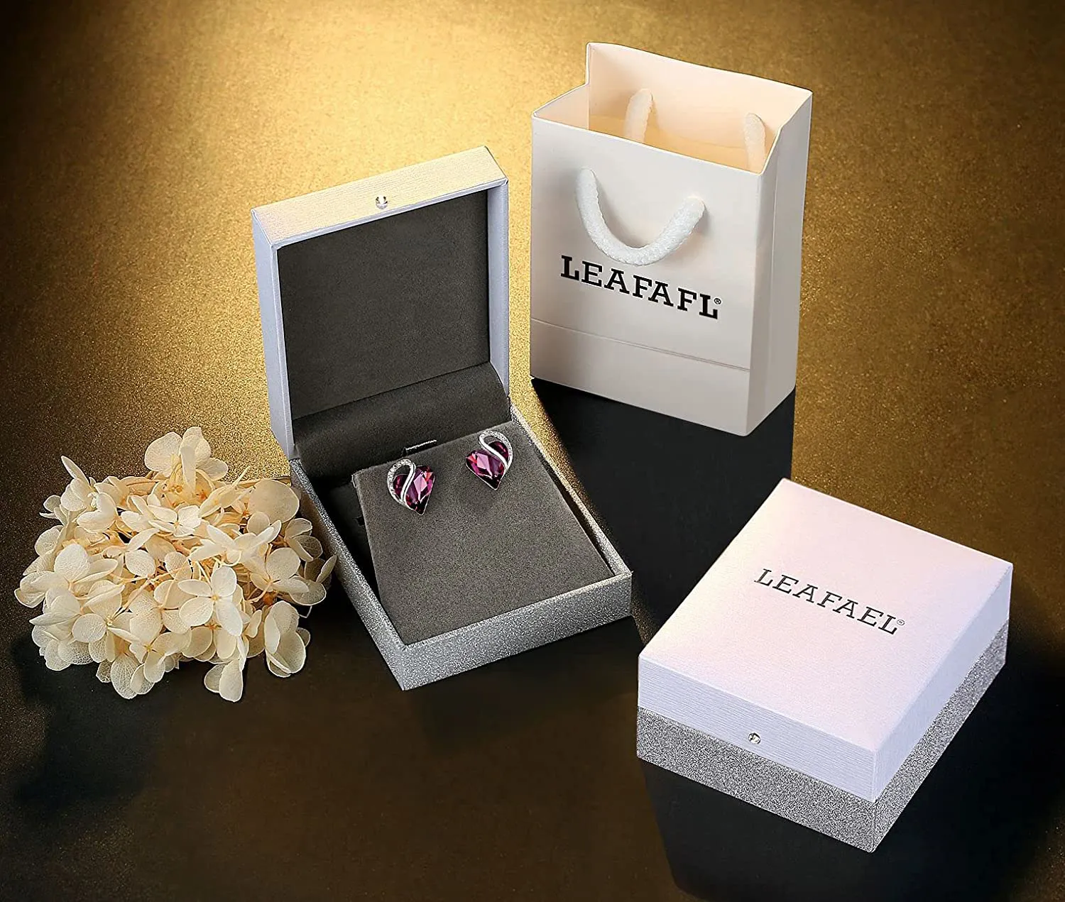 Leafael Infinity Love Heart Stud Earrings with Birthstone Crystal Women'S Gifts, Silver-Tone