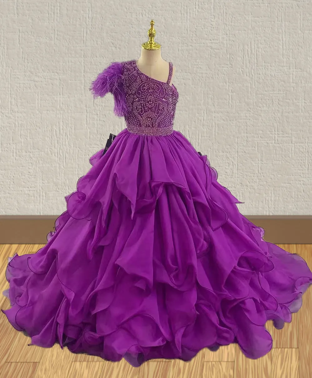 Little Girls Gorgeous Unique Ball Gowns with Feather