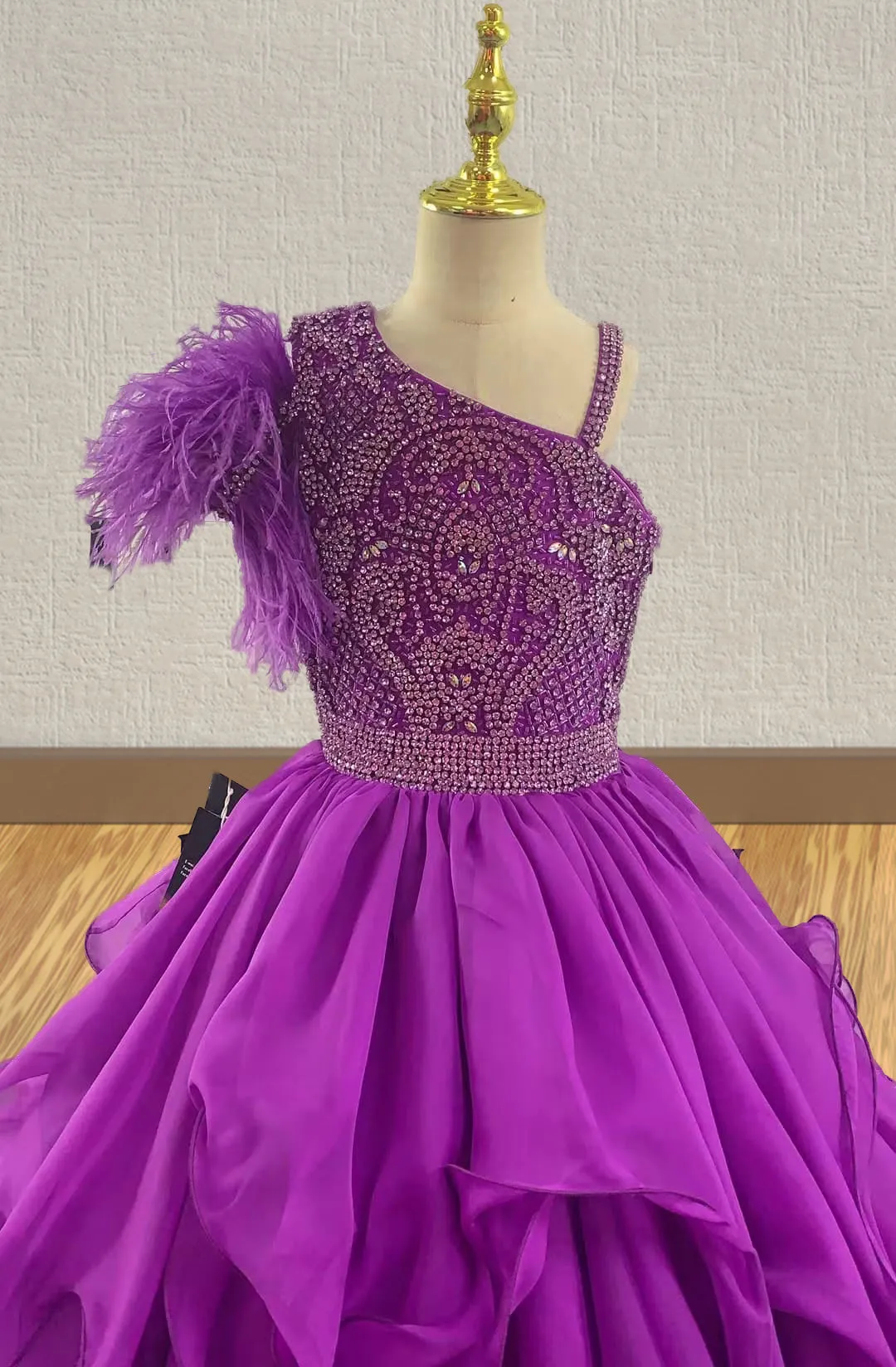 Little Girls Gorgeous Unique Ball Gowns with Feather