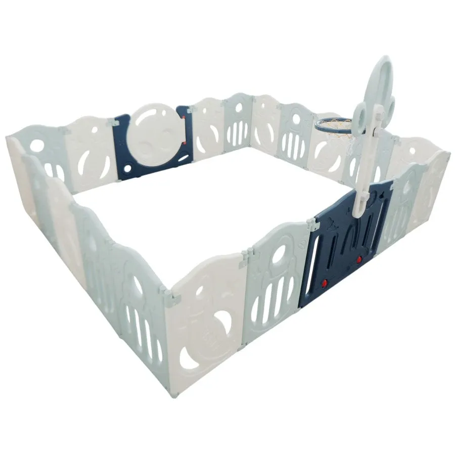 Little Toddlers Foldable Playpen with Basketball Hoop - 200x240x63 cm