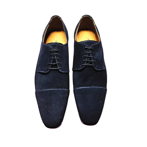 Made to Measure Tailor Made Handmade Bespoke Handstiched Custom Made Genuine Black Suede Toe Cap Oxford Lace Up Men's & Women's Formal Dress Shoes