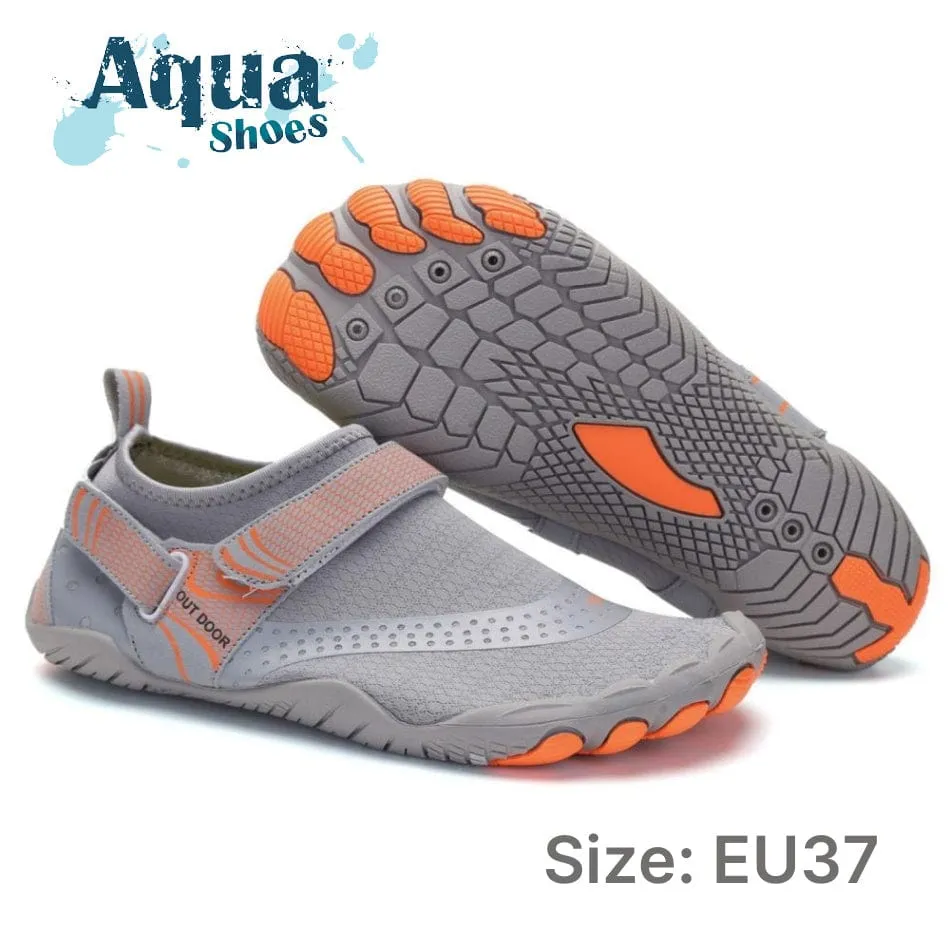 Men Women Water Shoes Barefoot Quick Dry Aqua Shoes - Grey Size EU38 = US5