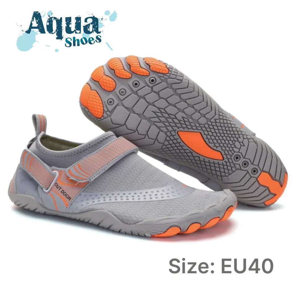 Men Women Water Shoes Barefoot Quick Dry Aqua Shoes - Grey Size EU40 = US7