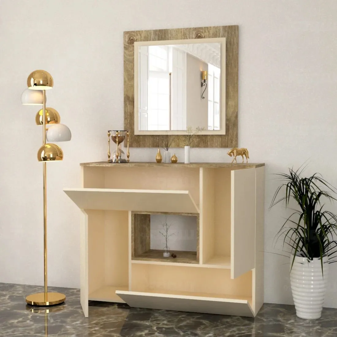 Modern Console Entrance Table with Mirror