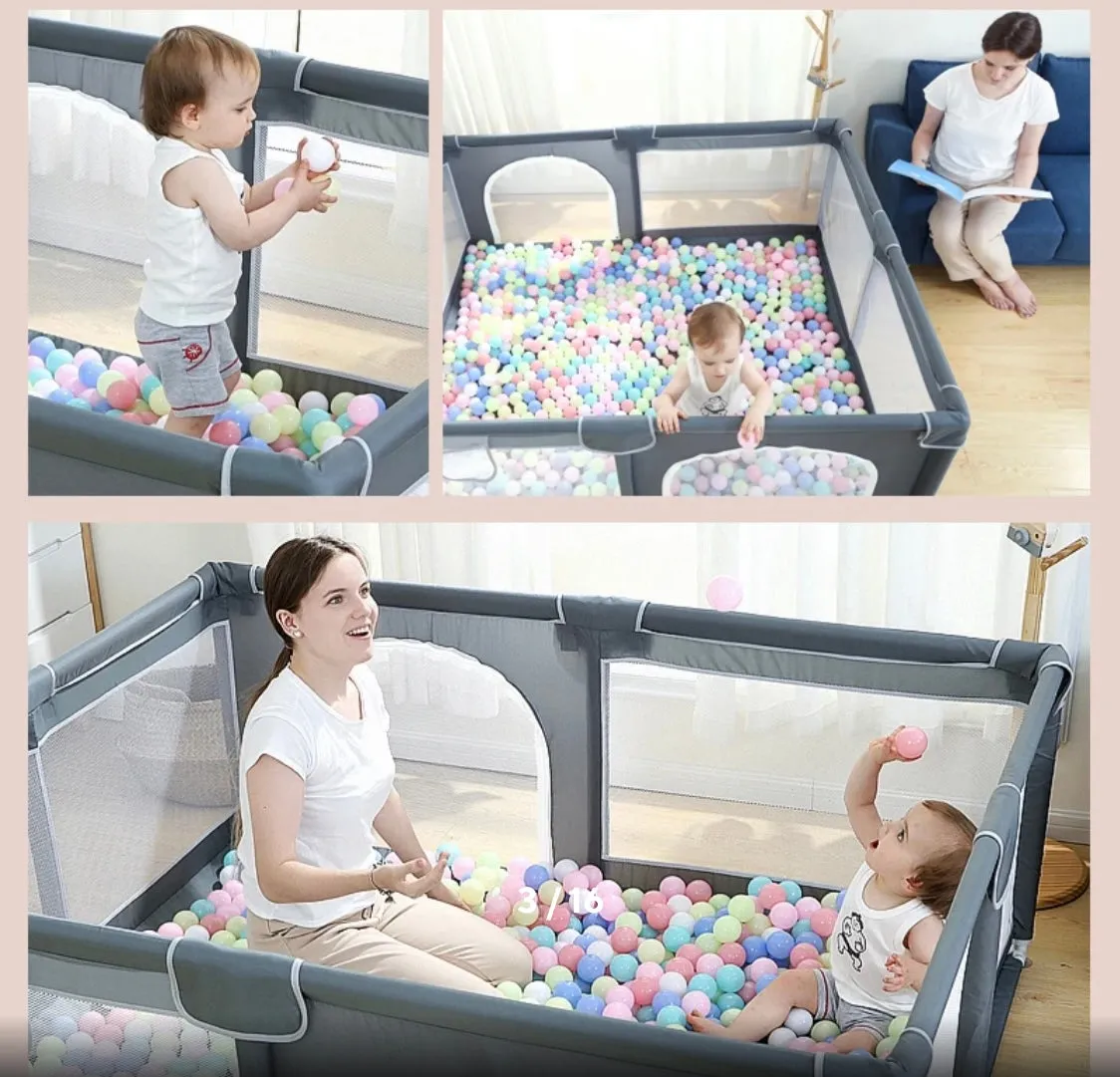 Multifunctional Baby Play Pen with Basketball Hoop