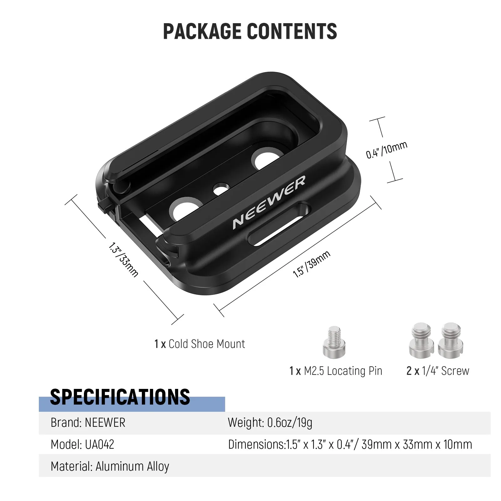 NEEWER UA042 Cold Shoe Mount Adapter