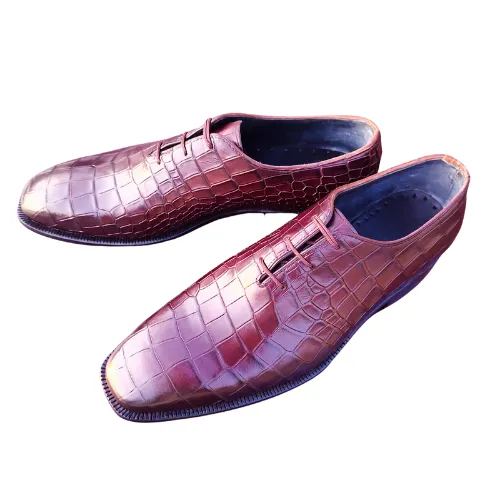 New Custom Made Shoes Bespoke Handmade Shoes Made to Measure Shoes Genuine Crocodile Print Pink Leather Laceup Oxford Mens Stylish Shoes