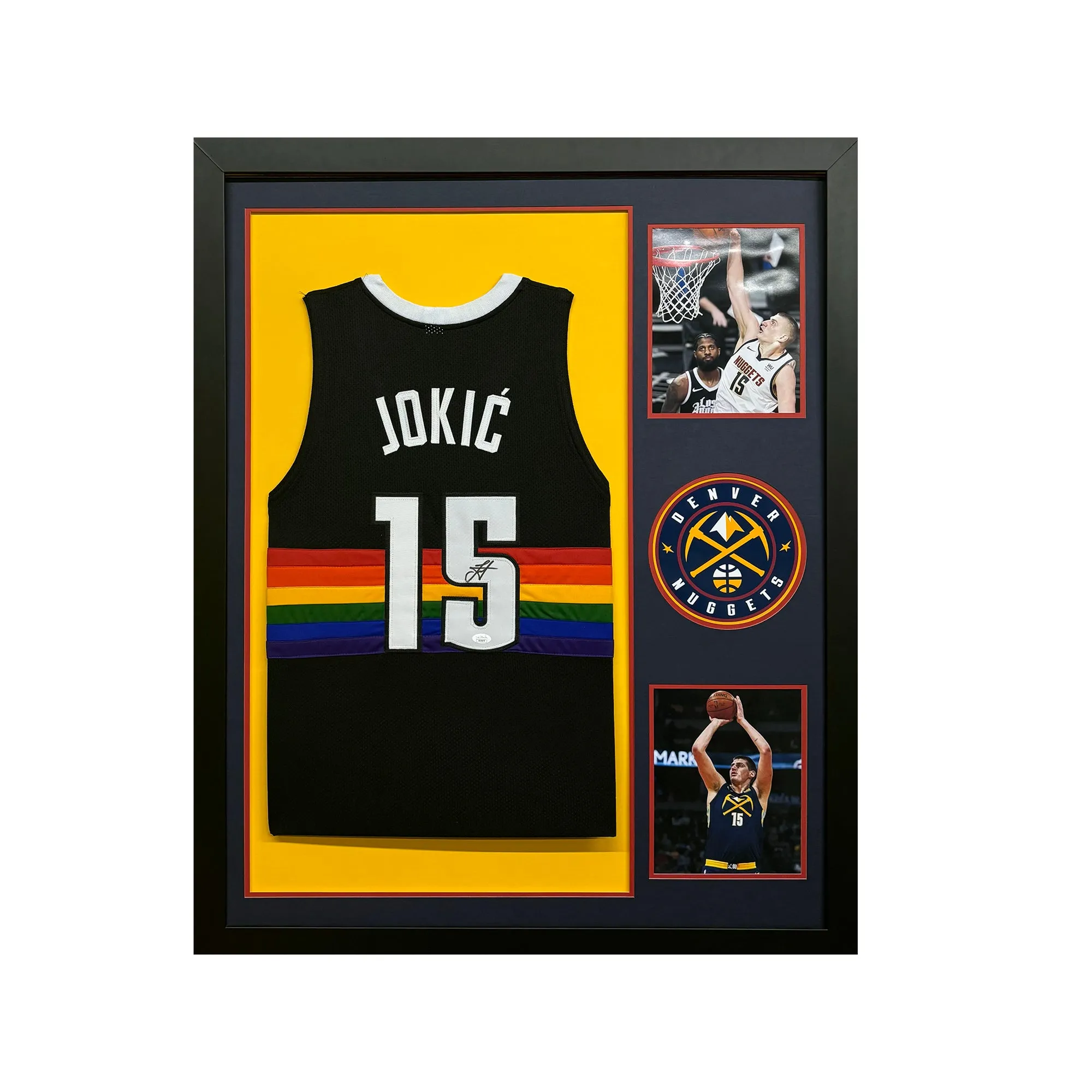 Nikola Jokic Signed Denver Nuggets Vertical Custom Framed Basketball Jersey