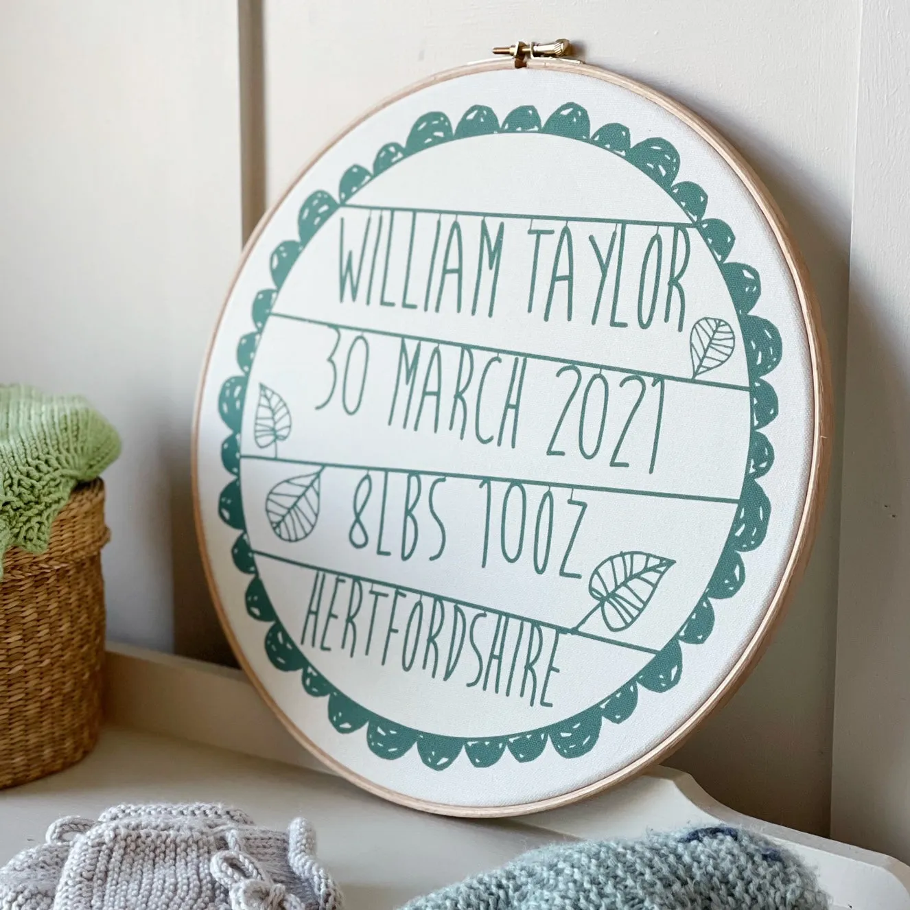 Personalised Baby Birth Hoop Frame