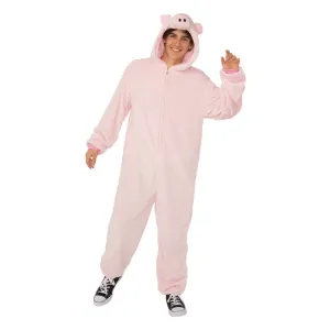 Pig Furry Hooded Onesie Adult Costume