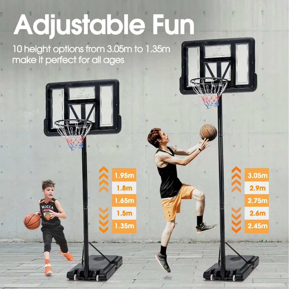 ProPulse Basketball Hoop Stand System Portable 1.36M-3.05M Height Adjustable