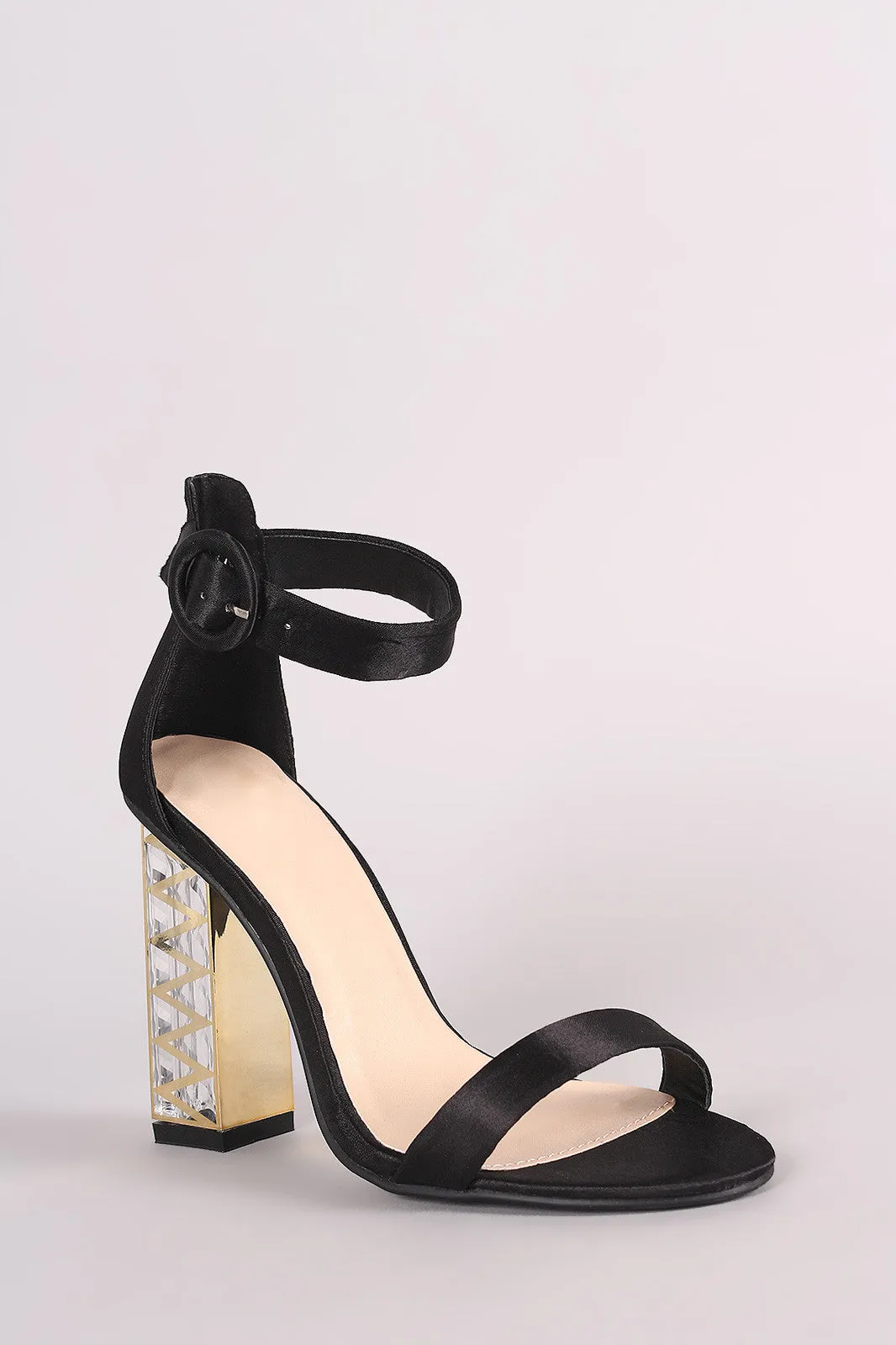 Qupid Satin Zigzag Chunky Perspex Heel