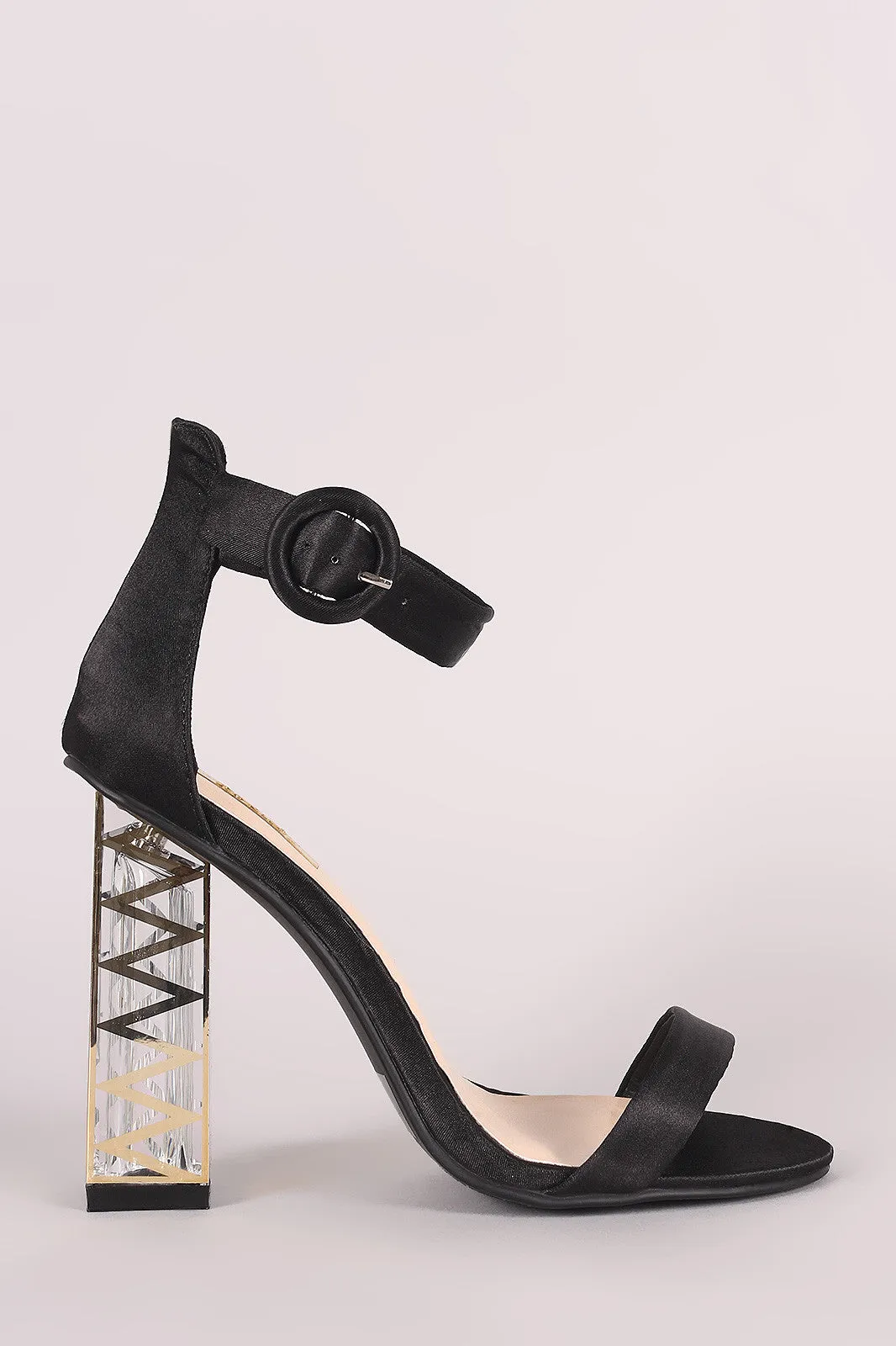 Qupid Satin Zigzag Chunky Perspex Heel