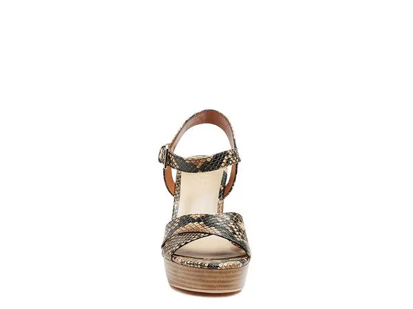 RAG&CO CHYPRE HIGH HEELED BLOCK SANDAL IN TAN