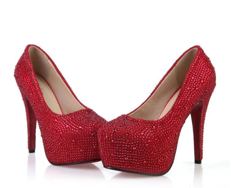 Rhinestone High Heels Platform Shoes Women Pumps Party Wedding Shoes, S034