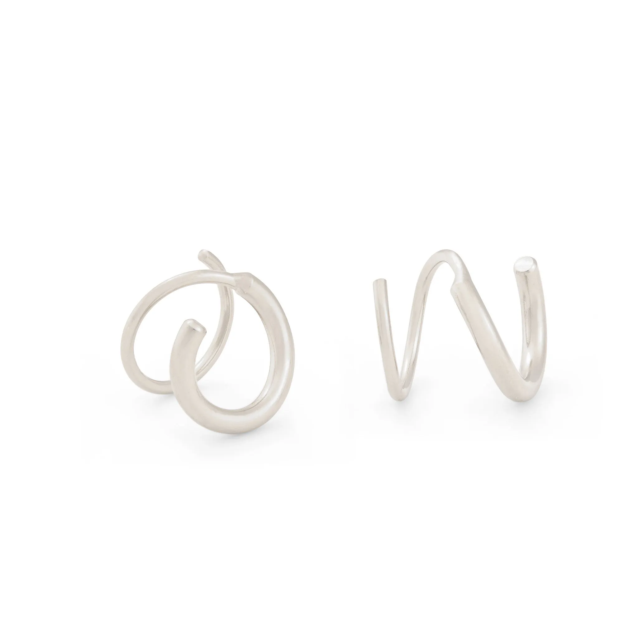 Silver Bold Nautilus Hoops