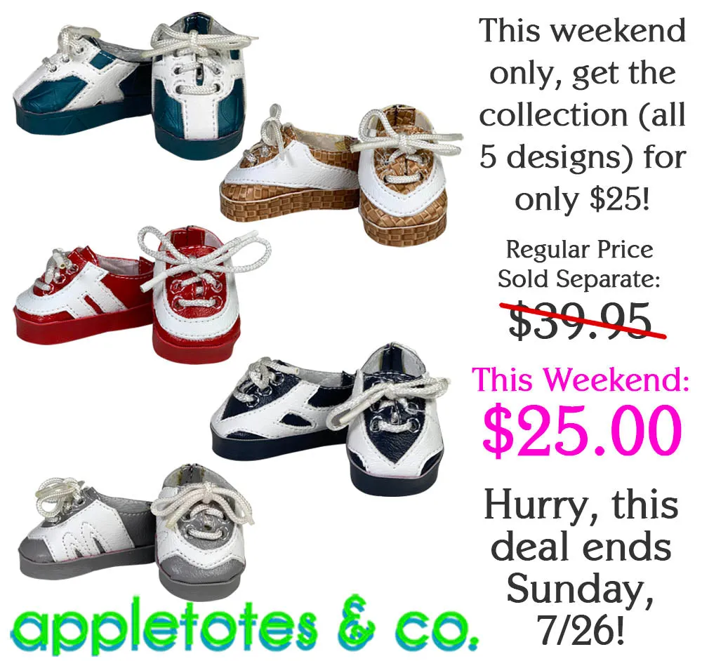 Sydney Leather Sneakers ITH Embroidery Pattern for 14 Inch Dolls