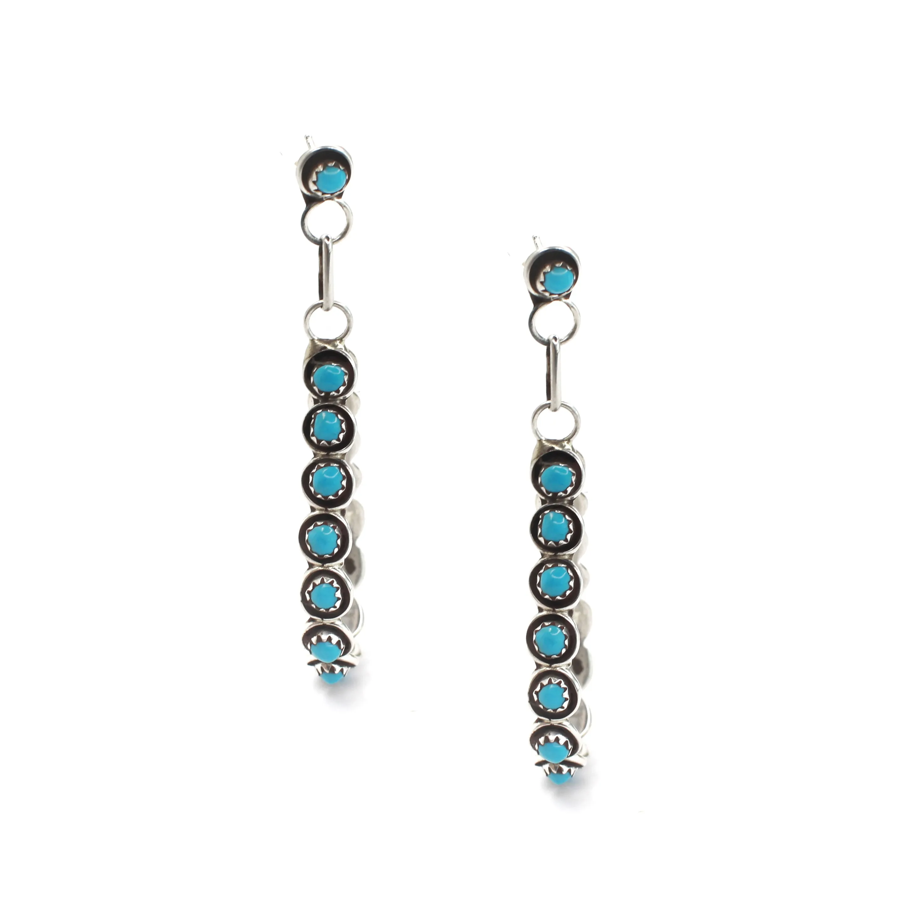 The Post Zuni Teardrop Hoops-Turquoise: 2 1/2"