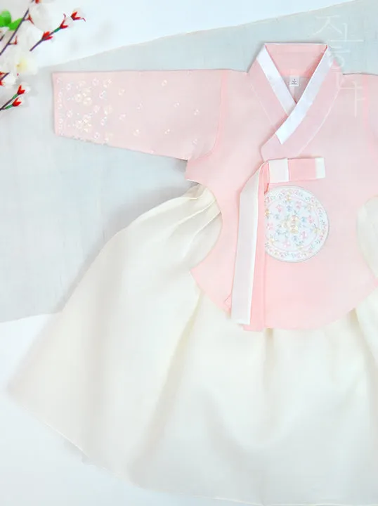 Tiny Wild Flower Baby Girl Hanbok in Pink