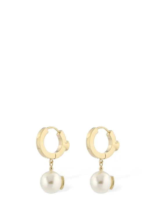 Valentino Garavani   V logo faux pearl hoop earrings 