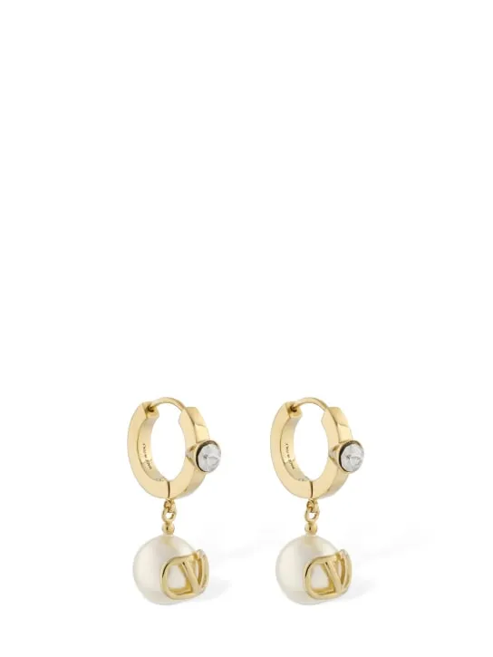 Valentino Garavani   V logo faux pearl hoop earrings 