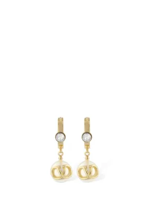 Valentino Garavani   V logo faux pearl hoop earrings 