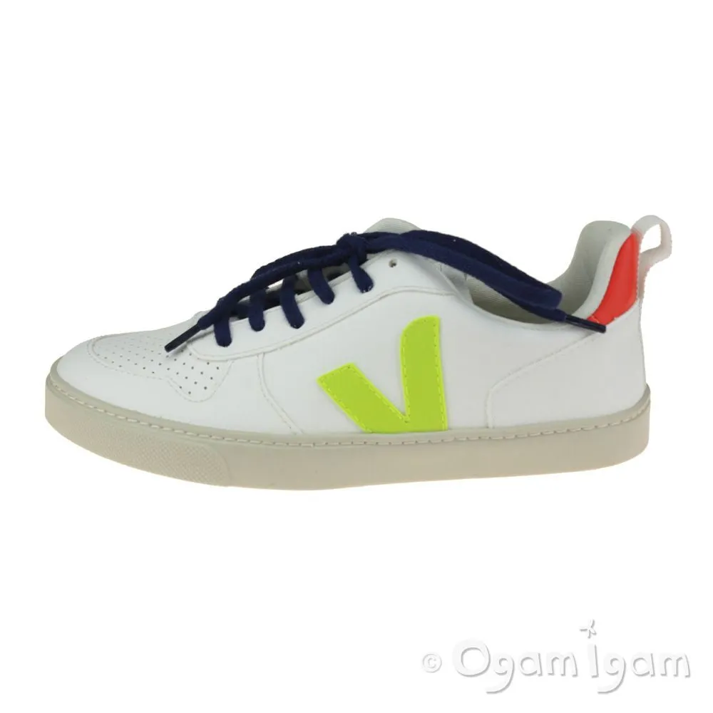 Veja V-10 Lace Boys Girls White Fluo Orange Trainer