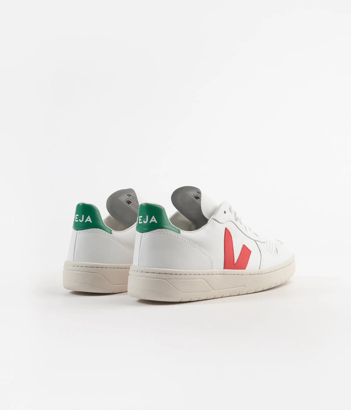 Veja V-10 Leather Shoes - Extra White / Pekin / Emeraude