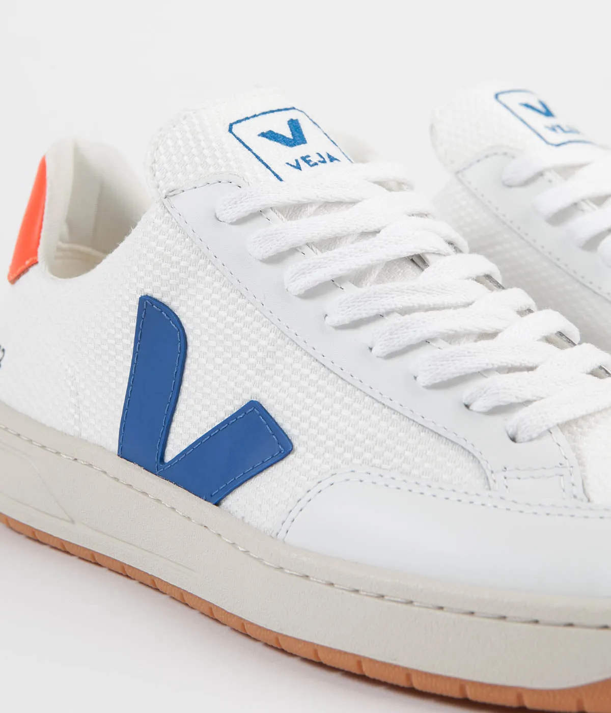 Veja V-12 B-Mesh Shoes - White / Indigo / Orange Fluoro