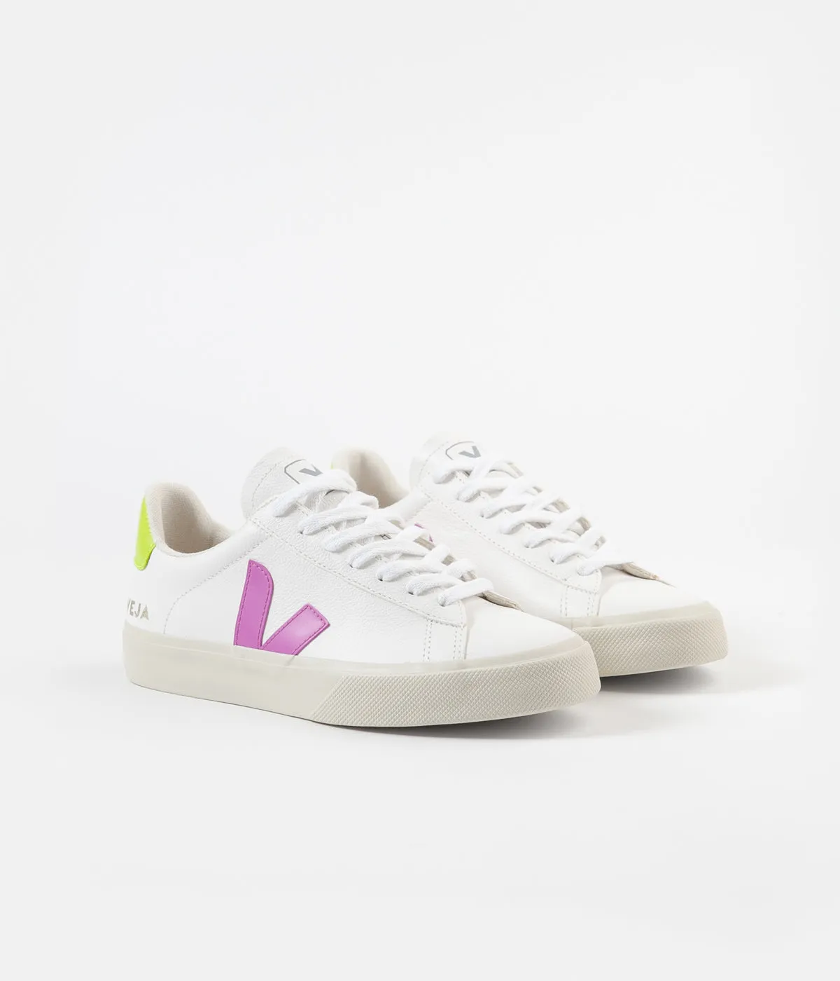 Veja Womens Campo Easy Shoes - Extra White / Ultraviolet / Jaune Fluo