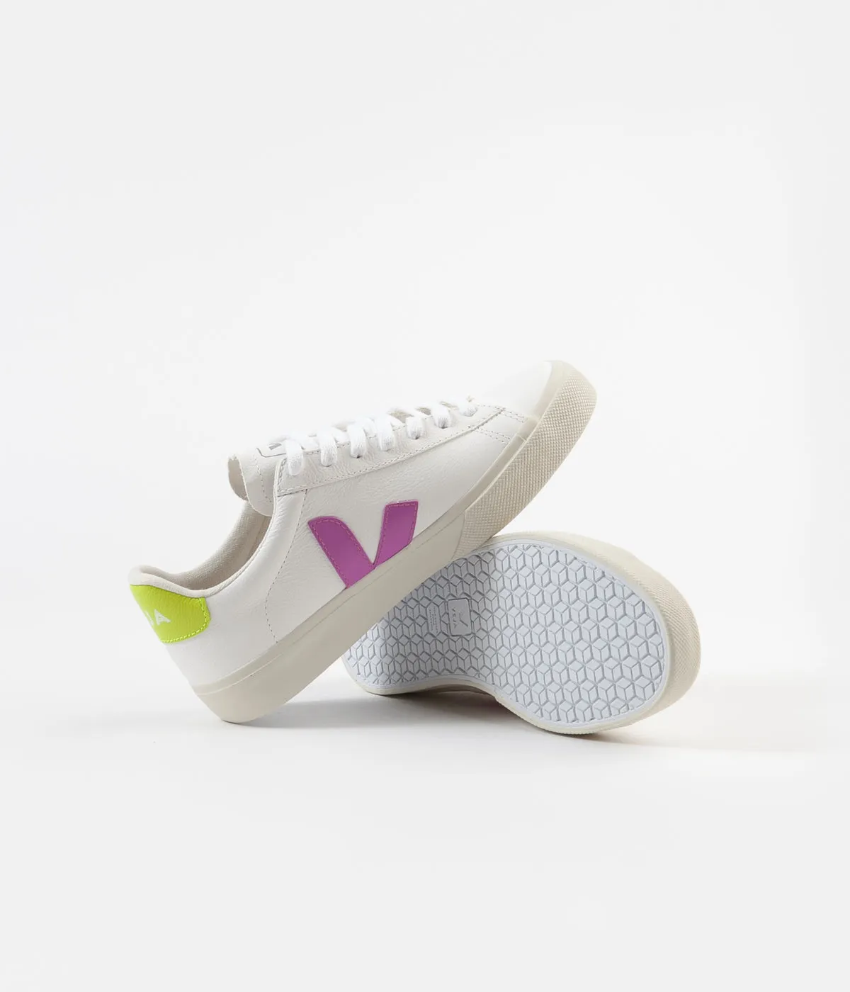 Veja Womens Campo Easy Shoes - Extra White / Ultraviolet / Jaune Fluo